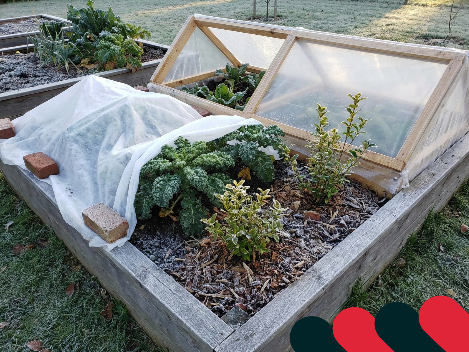 Rastliny prikryté bielou záhradnou netkanou textíliou chrániacou pred mrazmi | Kotarbau