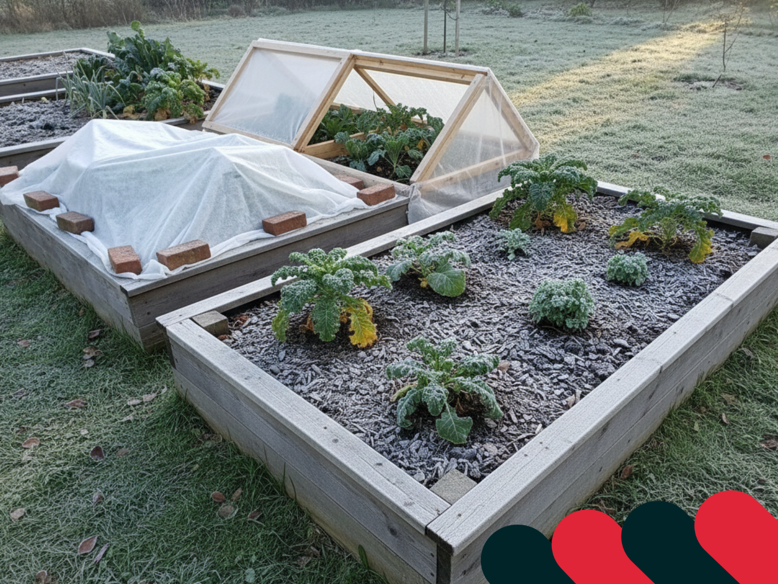 Jesenná záhrada zabezpečená plachtou a krytmi pred poklesom teplôt | Kotarbau