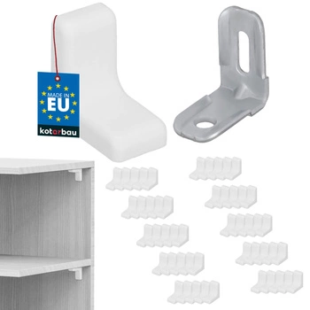 Nábytková uhlová konzola s uzáverom biely sada 50 ks.