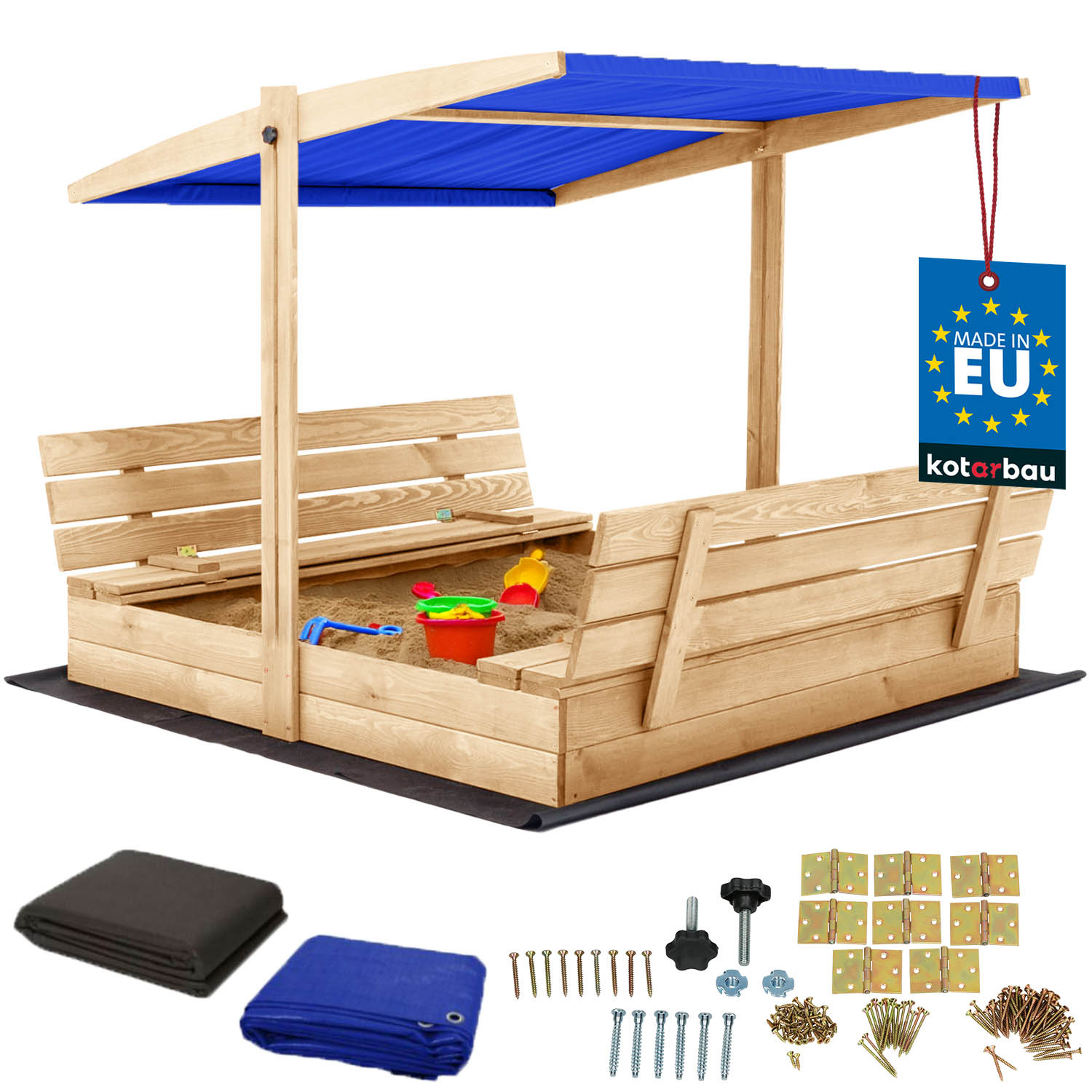 Drevené pieskovisko so strieškou lavičkami uzamykateľné veľké prírodné 140 cm