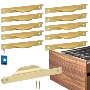 Hranatá nábytková úchytka moderná hliníková zlatý matný 128 mm sada 10 ks.