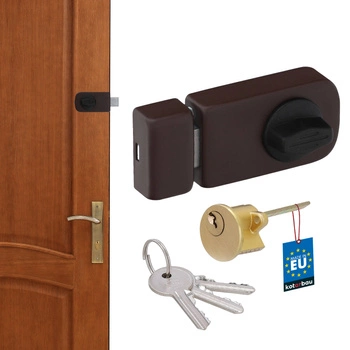 Povrchový jednobodový zámok oblúkový pre dvere hnedý 95 mm