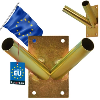 Nástenný držiak vlajky dvojitý zlatý