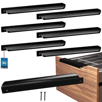 Úchyt nábytkový hliníkový čierny mat 192/212 mm sada 6 ks.