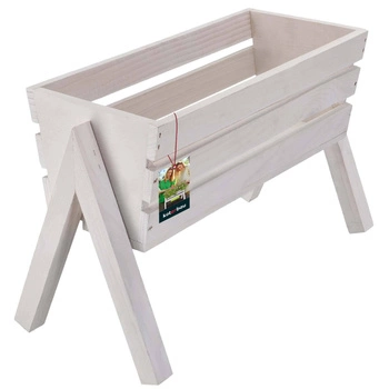 Stojaci drevený kvetináč biely 40 cm