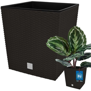 Záhradný ratanový kvetináč s vložkou umbra 26x26 cm