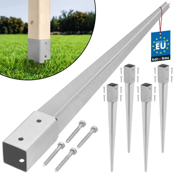 Základňa stĺpa poháňaná kotva zem oceľ 45x45x600 mm sada 4 ks.