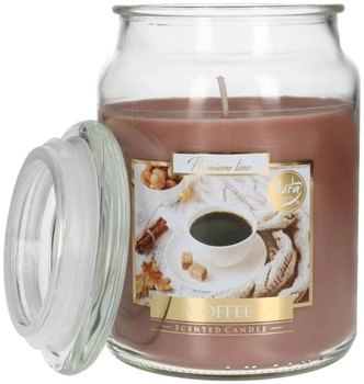 Veľká sklenená vonná sviečka s viečkom 100 h - káva