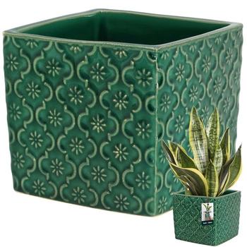 Keramický kvetináč vintage na kvety rastliny 13x13 cm - Farba kobaltová