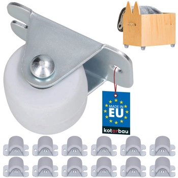 Nábytkové koliesko pevné na skrine gumové biele 33 mm sada 12 ks.