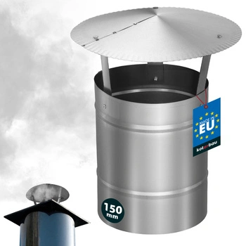 Dymová strieška na komínové potrubie pozinkovaná strieborná 150 mm