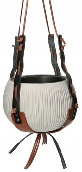 Závesný kvetináč 2v1 koža hnedo-čierny sada 2 ks.