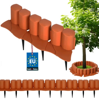 Okraj trávnika obrubník s nárazníkom plastový zatĺkací terakota 3 m