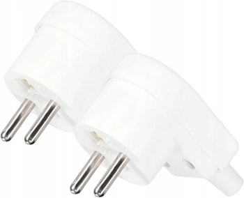 Uholník konektor, rozoberateľný, uzemnenie, zástrčka 16A, 2 ks - Farba biela