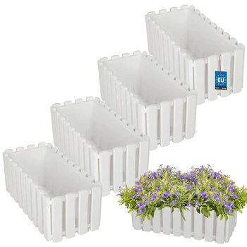 Kvetináč balkónový biely na zábradlí 400 MM Sada 4 ks..