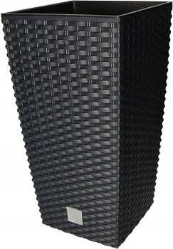 Záhradný ratanový kvetináč s vložkou antracitový veľký 20x20 cm