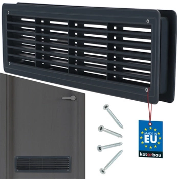 Dverová mriežka ventilačná kúpeľňová plastová grafitová 46x13,5 cm