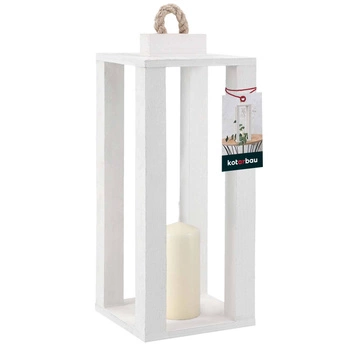 Drevený lampáš na sviečku domáca záhrada biely 13,5x13,5 cm