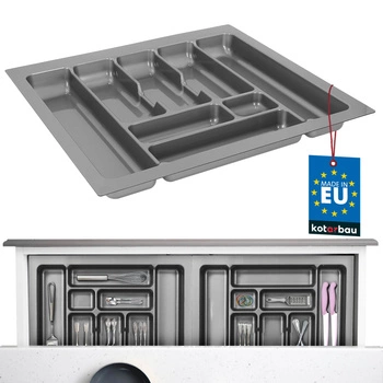 Organizér na príbory vložka do kuchynskej zásuvky sivá 49x53 cm