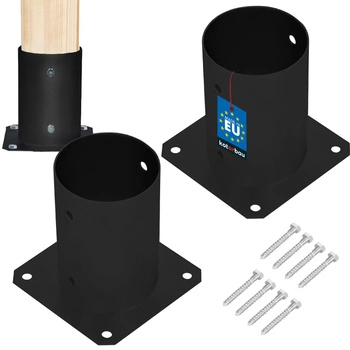 Základňa stĺpa priskrutkovaná k betónu čierna fi 100 sada 2 ks.