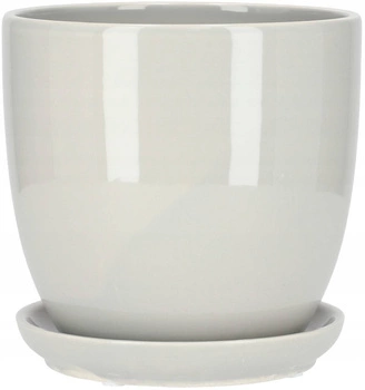 Keramický kvetináč ochranný kvetináč s podstavcom sivý ⌀15 cm