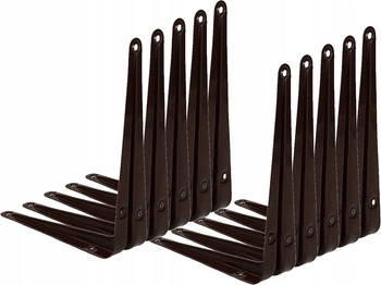 Rohový držiak na policu, podpera 15x12,5 cm, 10 ks - Hnedá farba