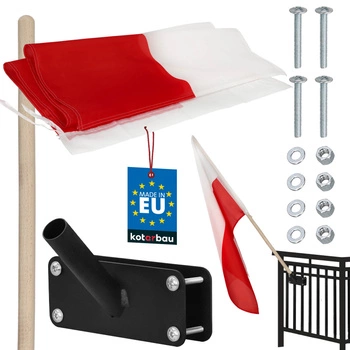 Poľská červeno-biela stožiarová vlajka so žrďou a držiakom 110x70 cm