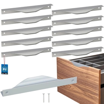 Hranatá nábytková úchytka moderná hliníková strieborná 160 mm sada 10 ks.