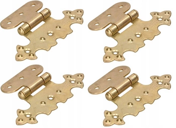 Dekoratívne asymetrické nábytkové pánty pre retro nábytok zlatá mosadz - 4 ks.