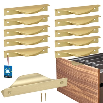 Hranatá nábytková úchytka moderná hliníková zlatý matný 96 mm sada 10 ks.