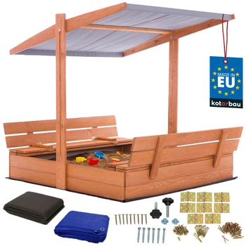 Drevené pieskovisko so strieškou lavičkami uzamykateľné veľké hnedé 120 cm