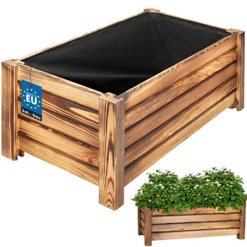 Drevený záhradný box na kvetináče vypálené 60x33 cm