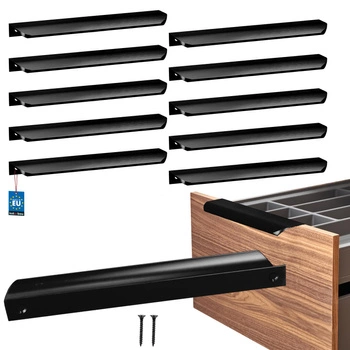 Úchyt nábytkový hliníkový čierny mat 192/212 mm sada 10 ks.