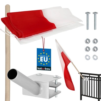 Poľská červeno-biela stožiarová vlajka so žrďou a držiakom 110x70 cm