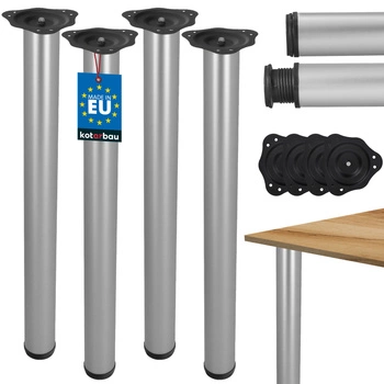 Noha pre stolík nastaviteľná strieborná ø6x71 cm sada 4 ks.