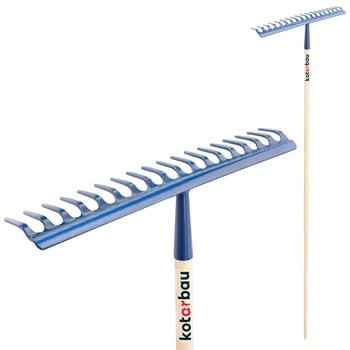 Kovové záhradné hrable s 18 zubami a drevenou násadou