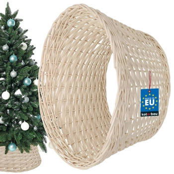 Koš z prútia ø45 cm na stojan pod vianočný stromček boho - Farba bielená