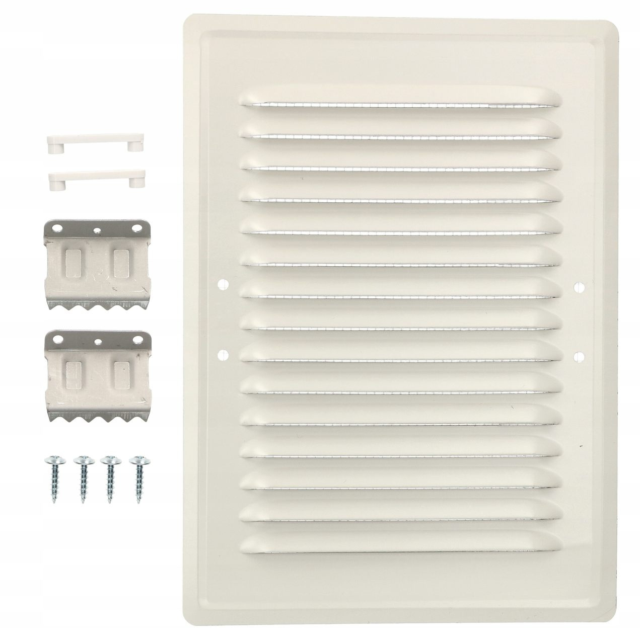 Ventilačná mriežka kovová pre krb 14x21 s háčikmi - Farba biela