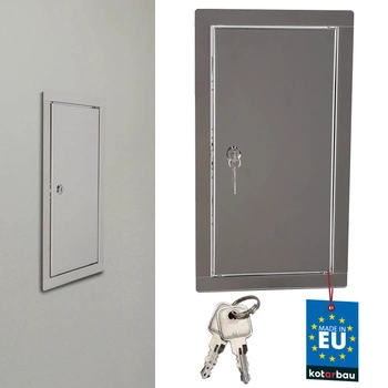 Revízne dvierka zámok na kľúč nerezová oceľ strieborné 20x40 cm