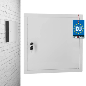 Kontrolné dvierka zámok na kľúč oceľ biela 50x50 cm