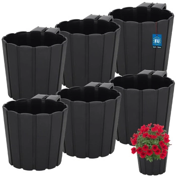 Kvetináč balkónový biely na zábradlí 200 MM Sada 6 ks..