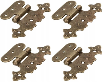 Dekoratívne asymetrické nábytkové pánty pre retro nábytok s patinou - 4 ks.
