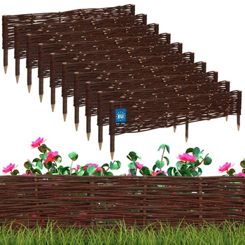 Prútený záhradný plot riadený palisáda lemovanie 100x20 cm sada 10 ks.