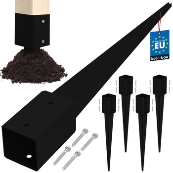 Základňa stĺpa zapustená do zeme oceľová čierna 80x80x750 mm sada 4 ks.