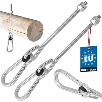 Hák na hojdačku s karabínou skrutkový do dreva m10 195 mm sada 2 ks.