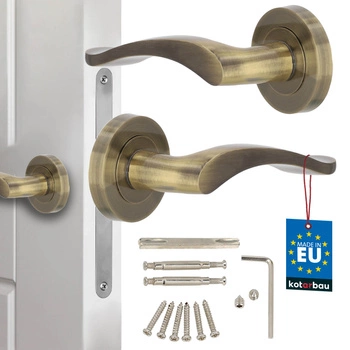 Dverová kľučka vnútorná krátka štítka delená s rozetou patina