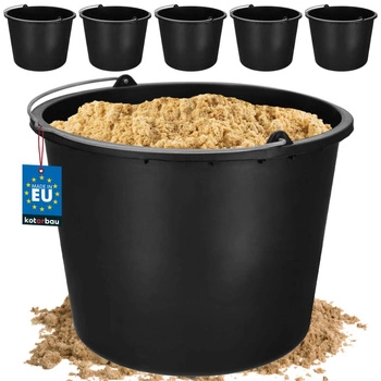 Stavebné vedro pre domácnosť na maltu plastové čierne 20 l sada 5 ks.