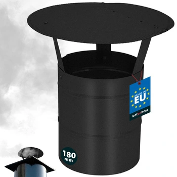 Dymová strieška na komínové potrubie pozinkovaná čierna 180 mm