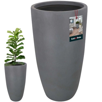 Keramický kvetináč s vláknami veľký do obývačky šedá 32x62 cm