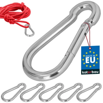 Hasičský karabínový háčik na hojdačku lano hammock kovový 120 mm sada 5 ks.